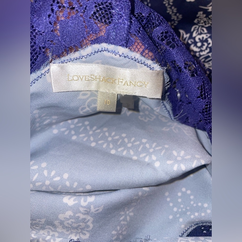 New! LoveShackFancy Etrune Blue and White Bow Mini Dress 💙 size 10 - Picture 12 of 12